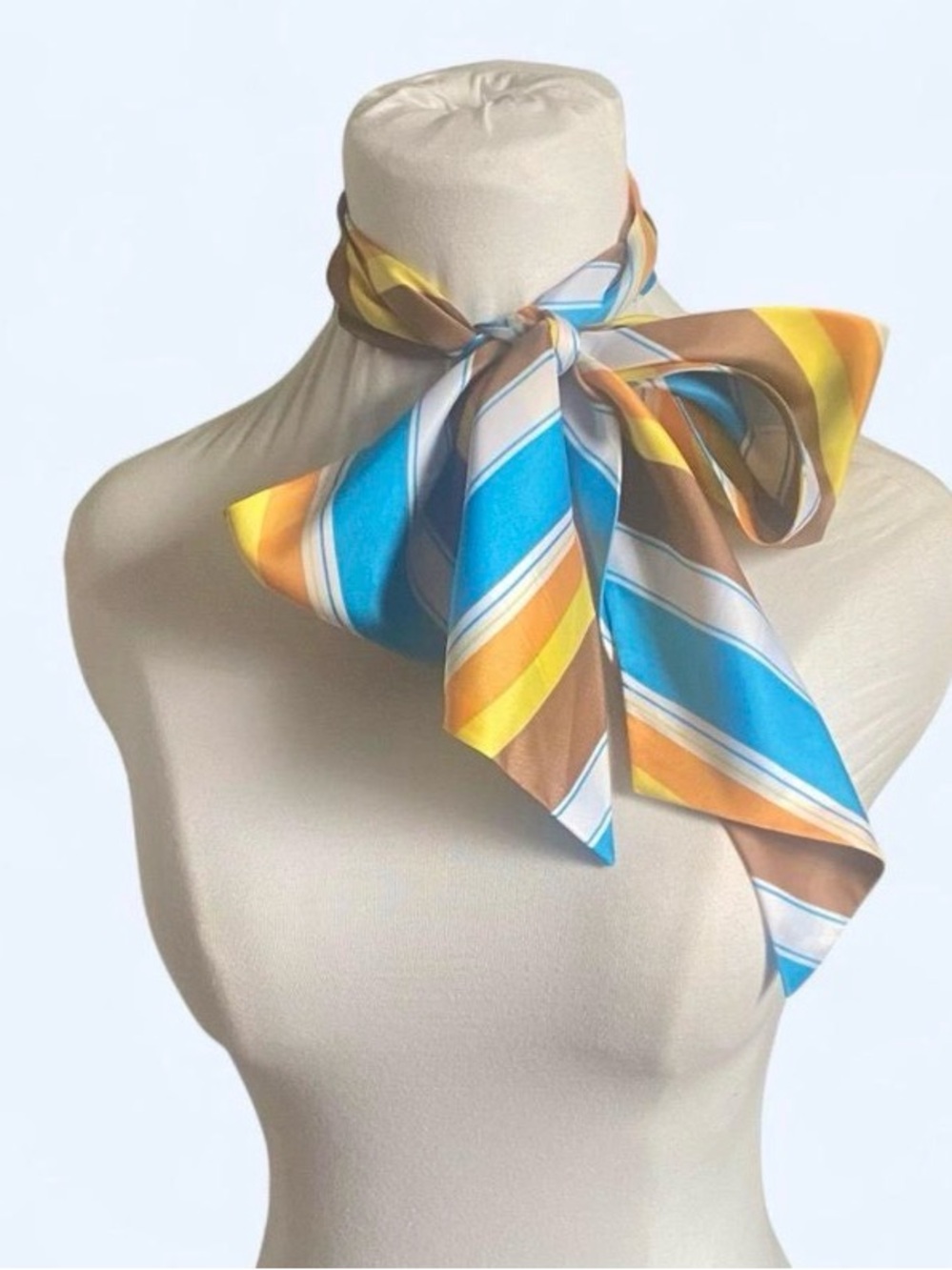 Vintage 70s Striped Neck Scarf Retro Mod Ascot Sash FLAWLESS
